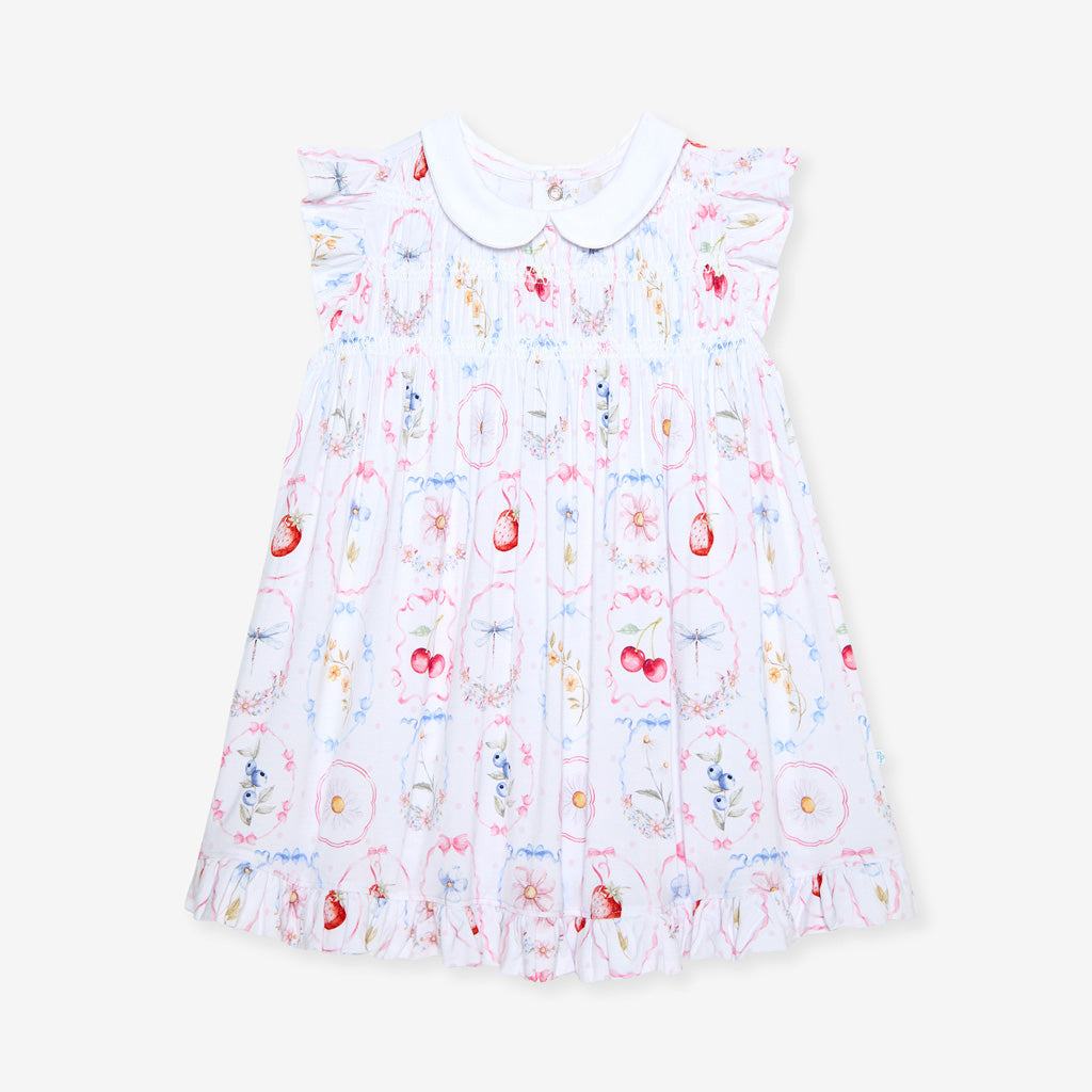 Caroline Collared Smocked Ruffled Dress
