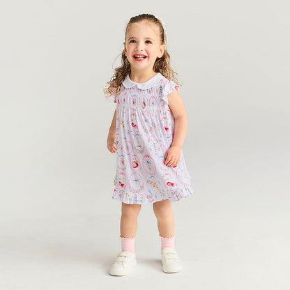 Caroline Collared Smocked Ruffled Dress