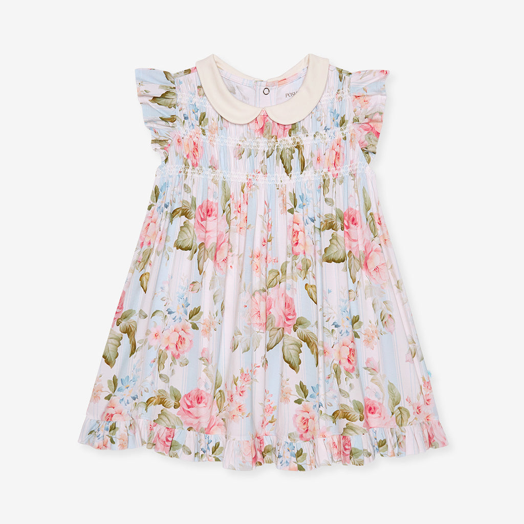 Leigh Collared Smocked Ruffled Dress