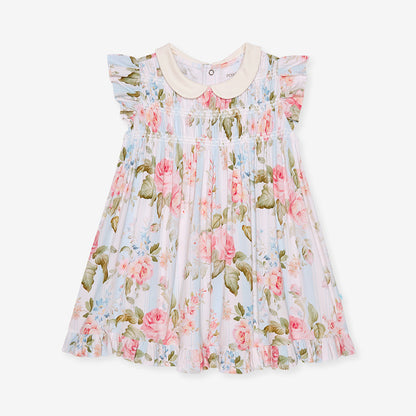 Leigh Collared Smocked Ruffled Dress