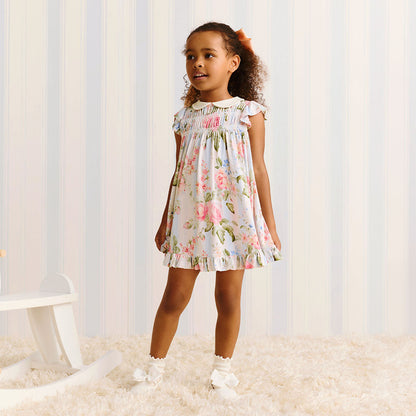 Leigh Collared Smocked Ruffled Dress