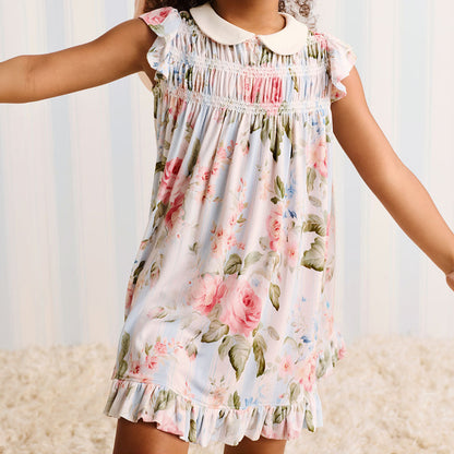 Leigh Collared Smocked Ruffled Dress
