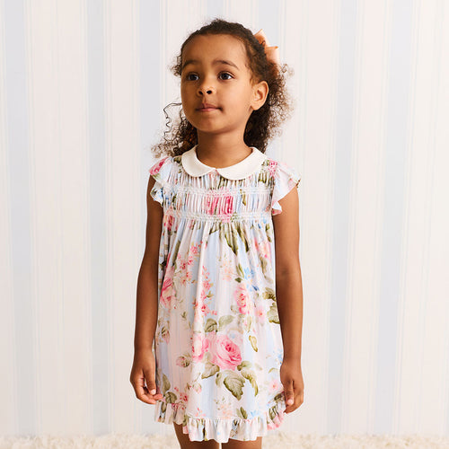 Leigh Collared Smocked Ruffled Dress