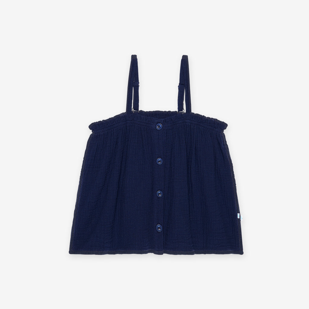 Varsity Navy Cotton Crinkle Cami