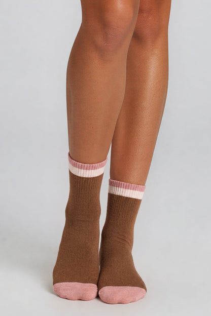 Quinby Thermal Socks 4 Pack - Pink/Brown