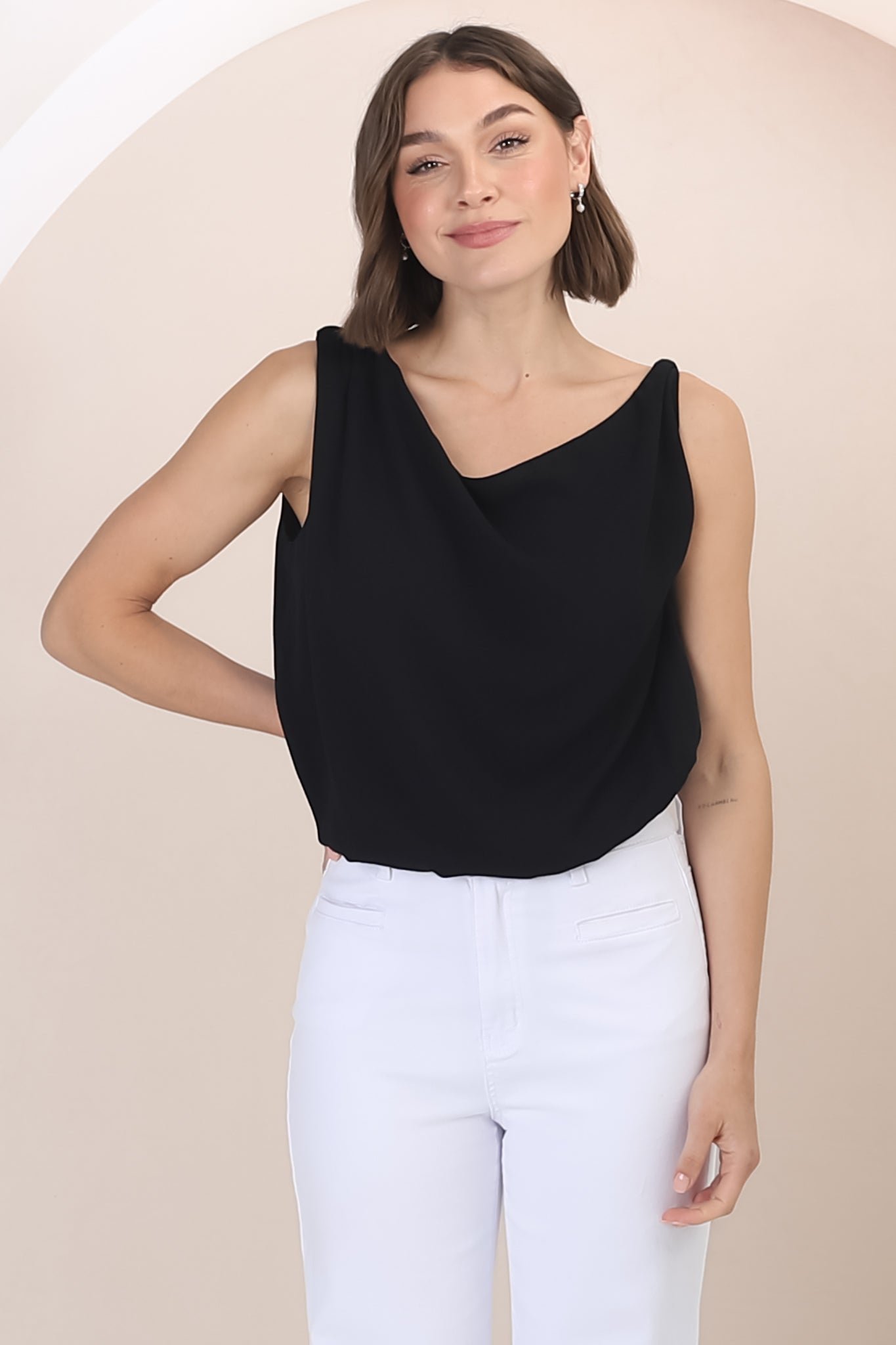 Rielle Top - One Shoulder Asymmetric Bodysuit in Black