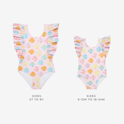 Shelly Pink Flutter Sleeve One Piece Swimsuit