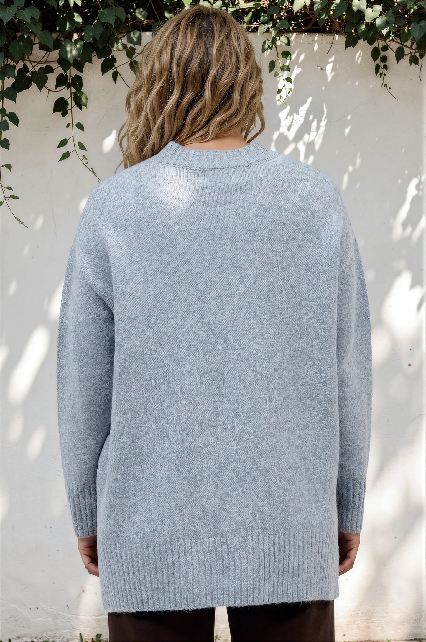Sandro Jumper - Crew Neck Ribbed Hemlines with Step Hem in Blue