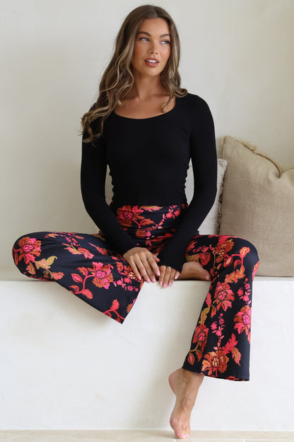 Scarlett Pants - High Waisted Flare Pants In Valerie Print