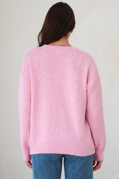 Shelby Jumper - Cowgirl Boot Graphic Long Sleeve Knit in Pink