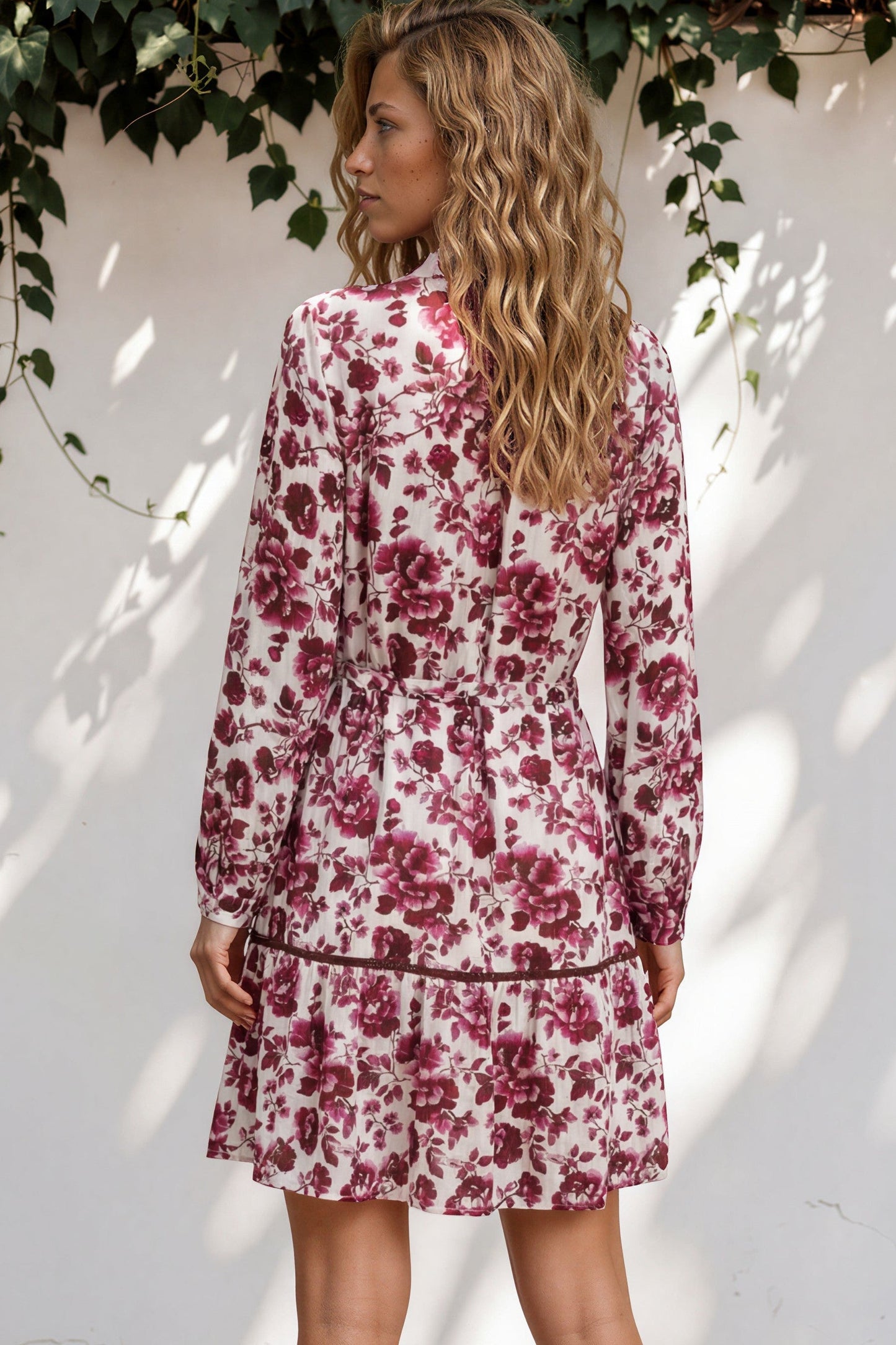 Tirzah Mini Dress  - V Neckline in Gamay Print