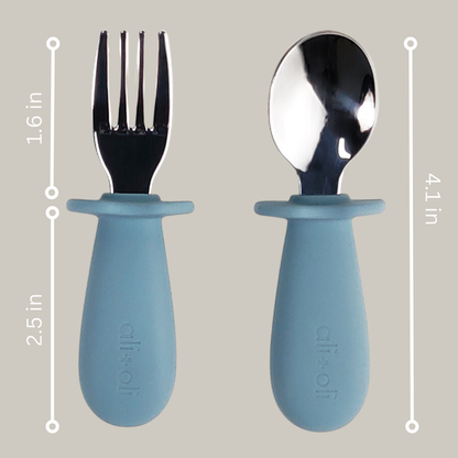 Ali+Oli Spoon & Fork Learning Set for Toddlers (Blue) 6m+