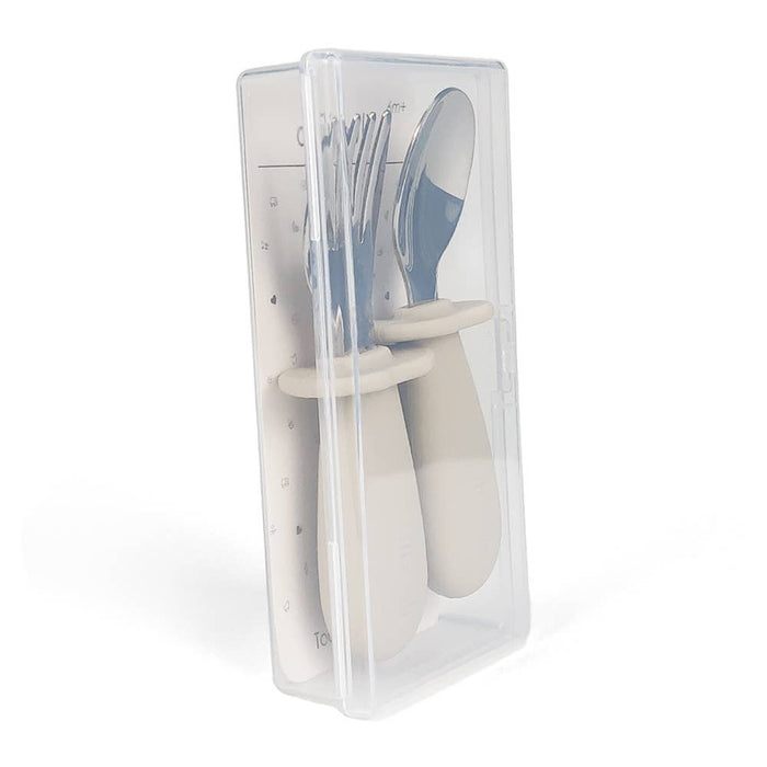Ali+Oli Spoon & Fork Learning Set for Toddlers (Khaki) 6m+