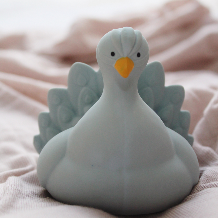 Bath Toy - Peacock - Light Blue - Natural Rubber