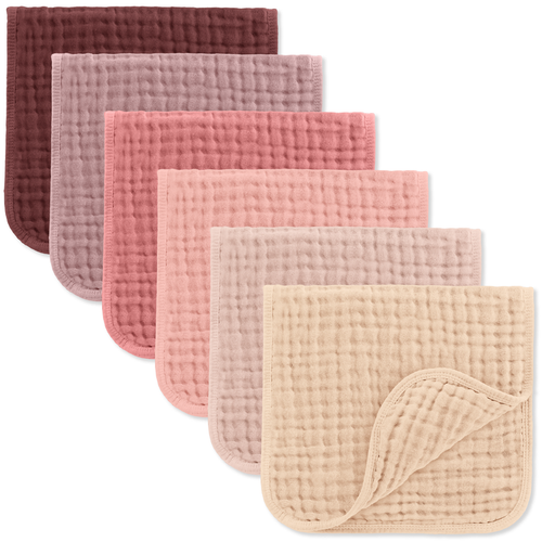 Comfy Cubs Baby Burp Cloths - 100% Muslin Cotton Multi-Pink