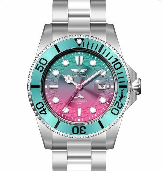 Invicta Pro Diver Men's Watch 42mm Steel Tone Case Pink+Tiffany Blue Metal Dial Steel Band 50904 - Watches - Jawns on Fire Sneakers & Shoes