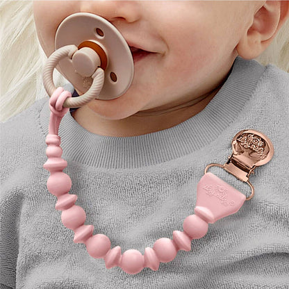 Itzy Paci Strap™ Silicone One-Piece Pacifier Clips - Pink Beaded