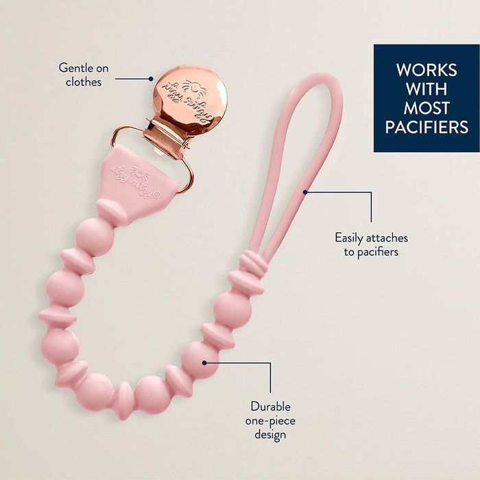 Itzy Paci Strap™ Silicone One-Piece Pacifier Clips - Pink Beaded