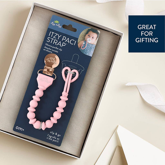 Itzy Paci Strap™ Silicone One-Piece Pacifier Clips - Pink Beaded