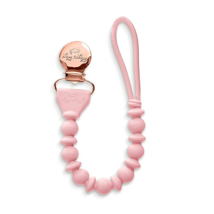 Itzy Paci Strap™ Silicone One-Piece Pacifier Clips - Pink Beaded