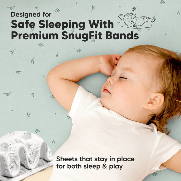 KeaBabies Isla Fitted Mini Crib Sheets, Pack and Play Sheet - Bunny