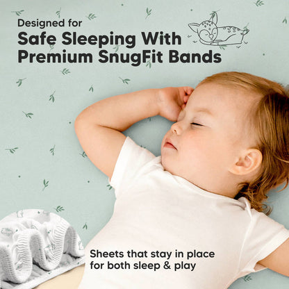 KeaBabies Isla Fitted Mini Crib Sheets, Pack and Play Sheet - Bunny