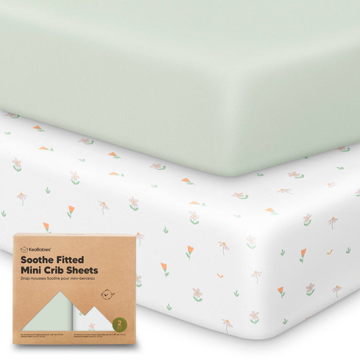 KeaBabies Isla Fitted Mini Crib Sheets, Pack and Play Sheet - Wildflower