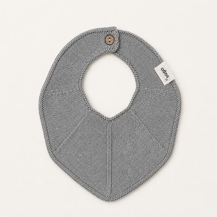 Knitted Baby Bib - Grey Mélange