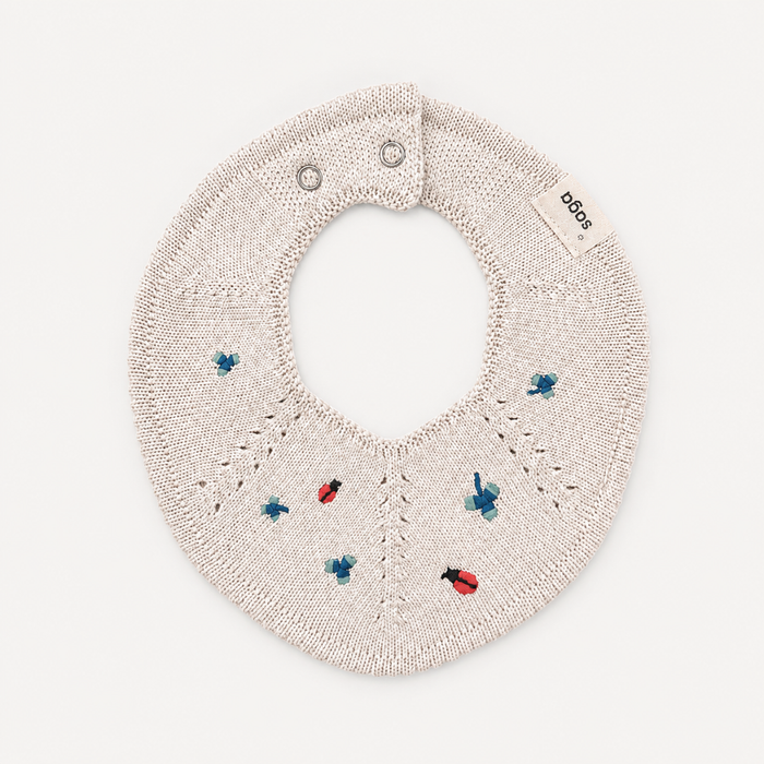 Knitted Bib - Flora - Ladybug Garden