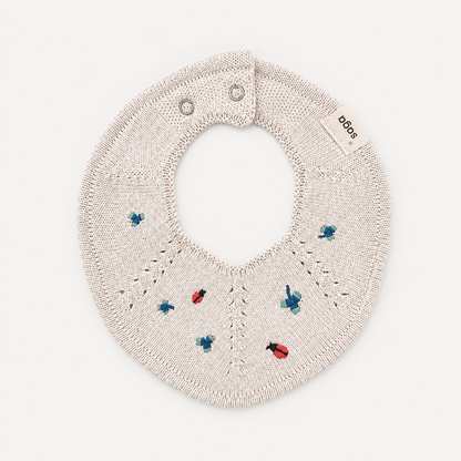Knitted Bib - Flora - Ladybug Garden