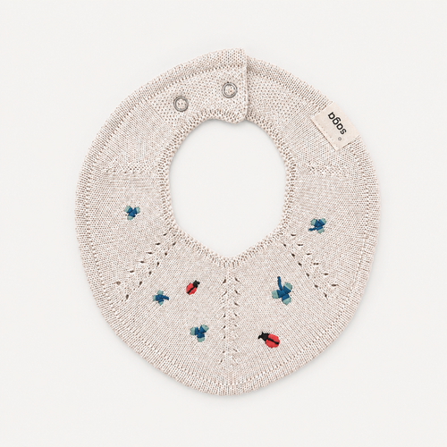Knitted Bib - Flora - Ladybug Garden