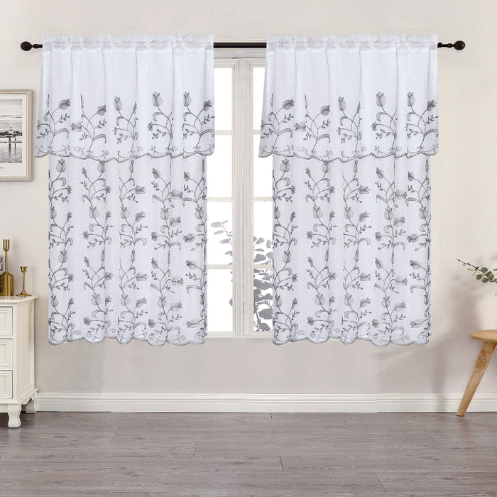 Laith Embroidered Curtain – 2-Panel Set 63"