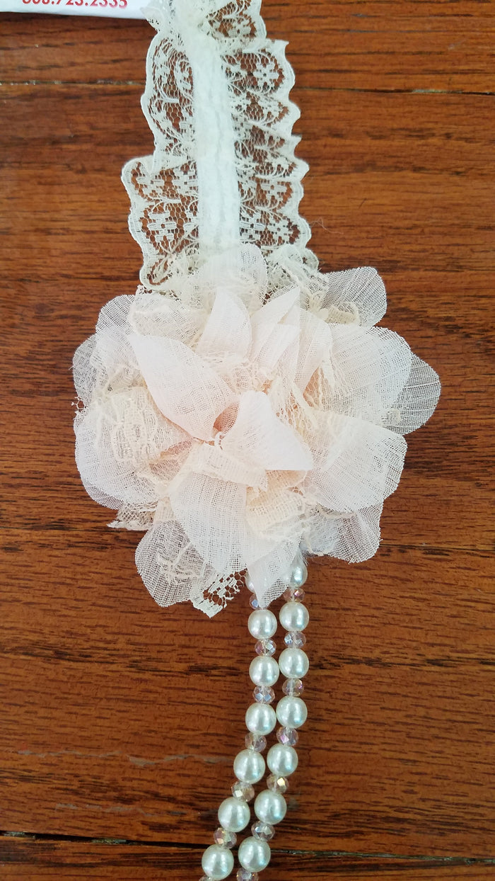 ML Kids Peach Flower/Lace Necklace