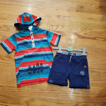 Noruk Navy Cuffed Cotton Short