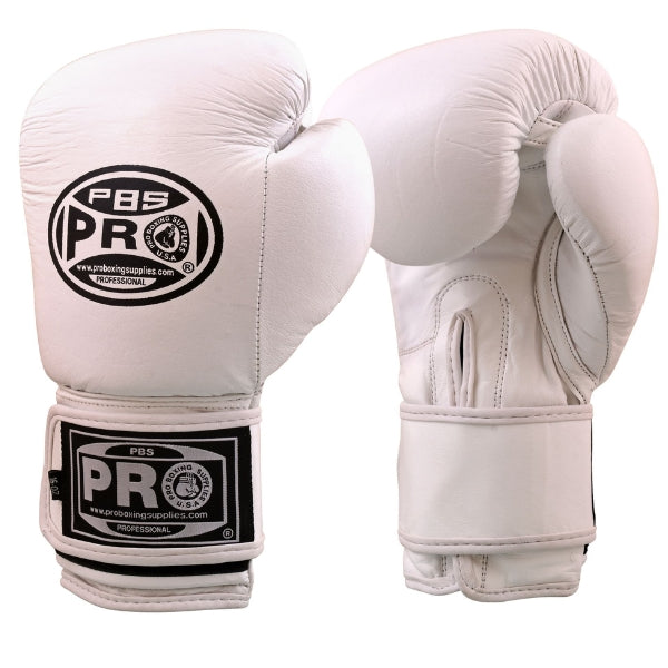 ProBoxing® Classic Leather Boxing Gloves - Training Gloves - All White