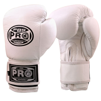 ProBoxing® Classic Leather Boxing Gloves - Training Gloves - All White