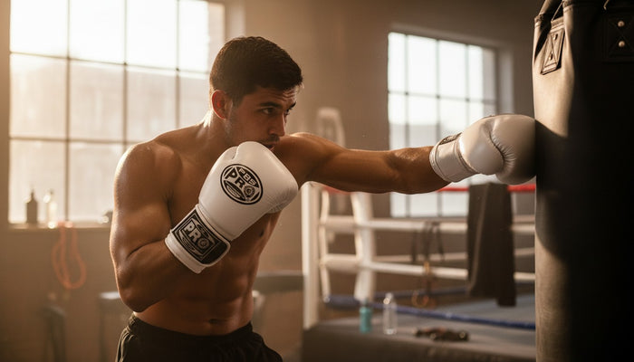 ProBoxing® Classic Leather Boxing Gloves - Training Gloves - All White