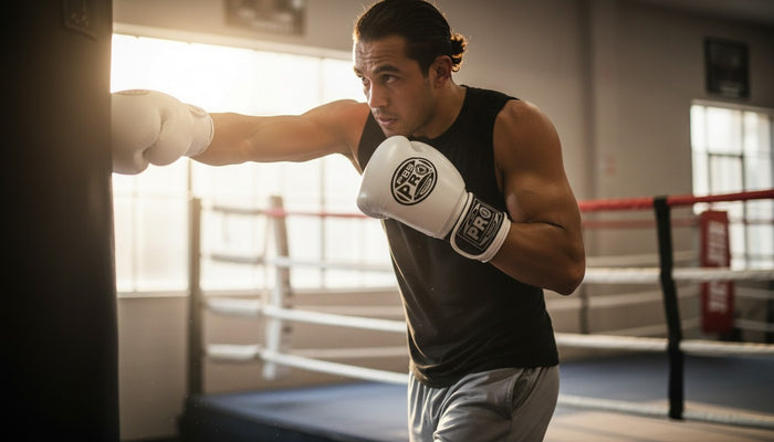 ProBoxing® Classic Leather Boxing Gloves - Training Gloves - All White