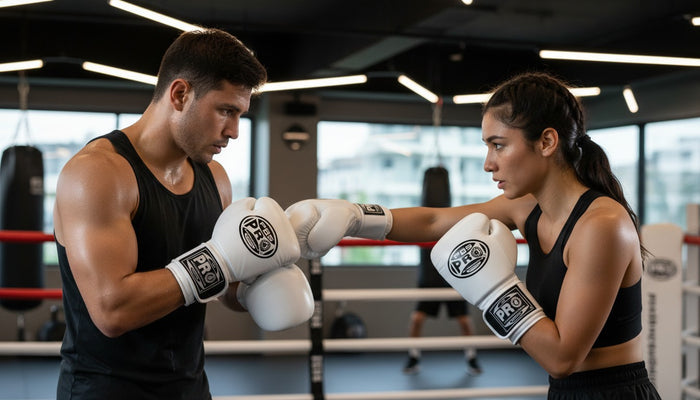 ProBoxing® Classic Leather Boxing Gloves - Training Gloves - All White