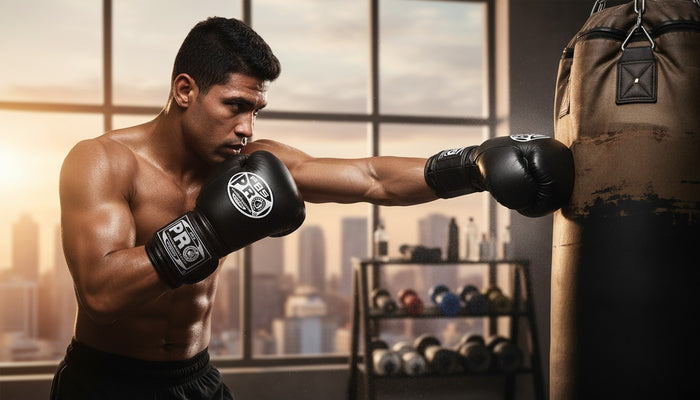 ProBoxing® Classic Leather Boxing Gloves - Training Gloves - Black