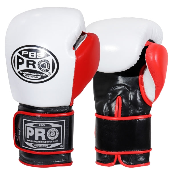 ProBoxing® Classic Leather Boxing Gloves - Training Gloves - White & Red