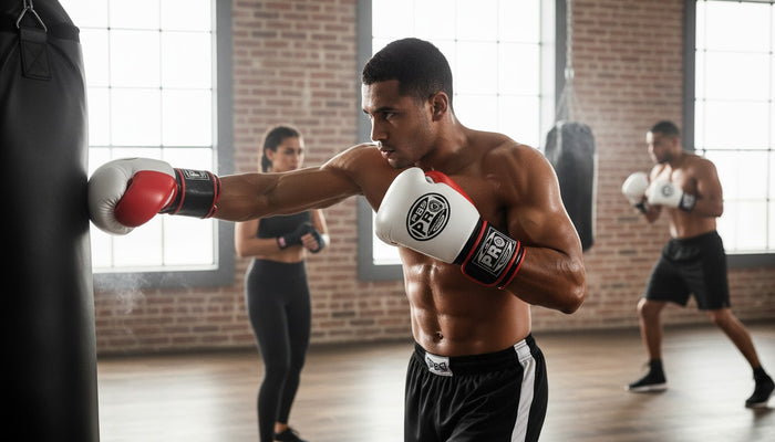 ProBoxing® Classic Leather Boxing Gloves - Training Gloves - White & Red