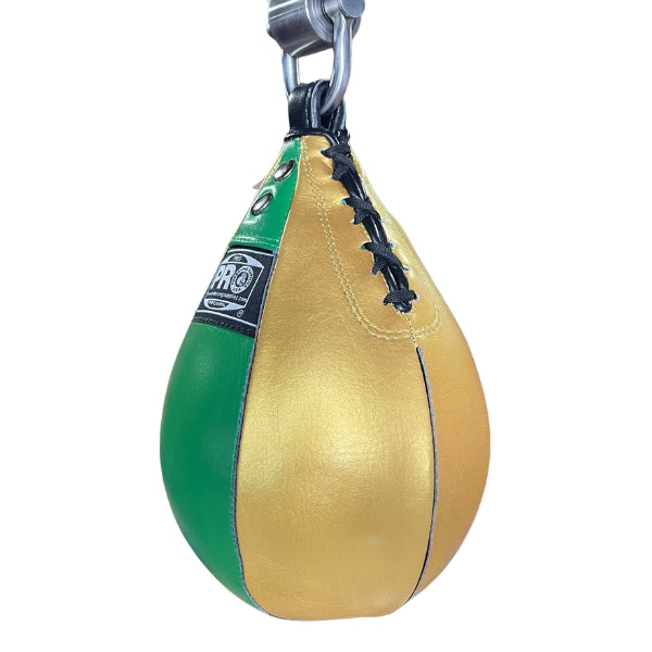 ProBoxing® Leather Speed Bag - Gold, Green, & Black