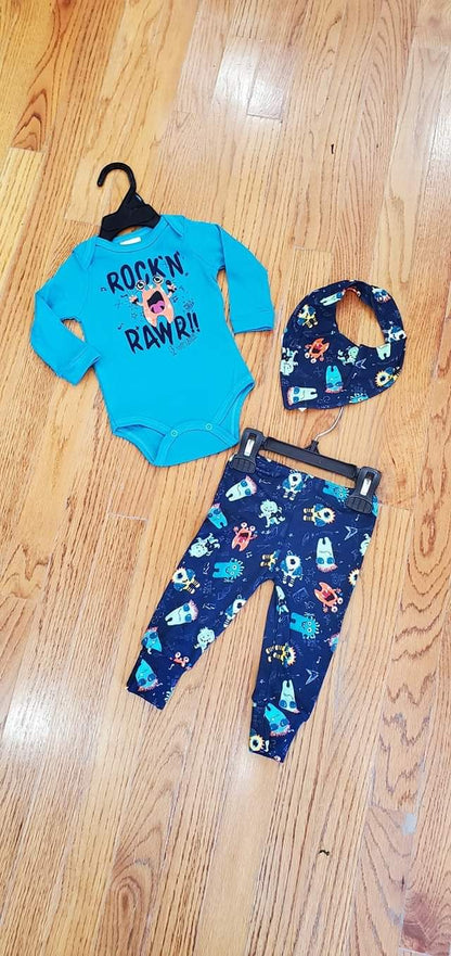 Up Baby Rock 'n Rawr Monster Onesie